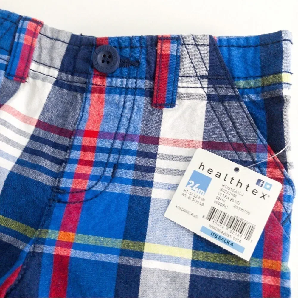 NWT Healthtex Plaid Cargo Shorts Sz 24M